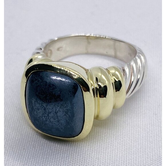 David Yurman 14K Gold & Sterling Silver Noblesse Hematite Ring READ - Picture 6 of 10
